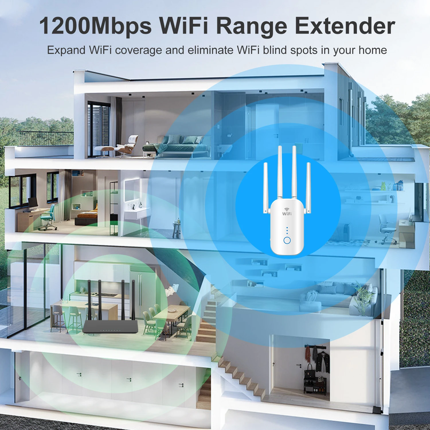 1200Mbps Dual Band 2.4G e 5GHz WiFi Extender 802.11AC Ripetitore WiFi Potente Router Wireless/AP AC1200 Wlan Wi Fi Gamma Amplificatore