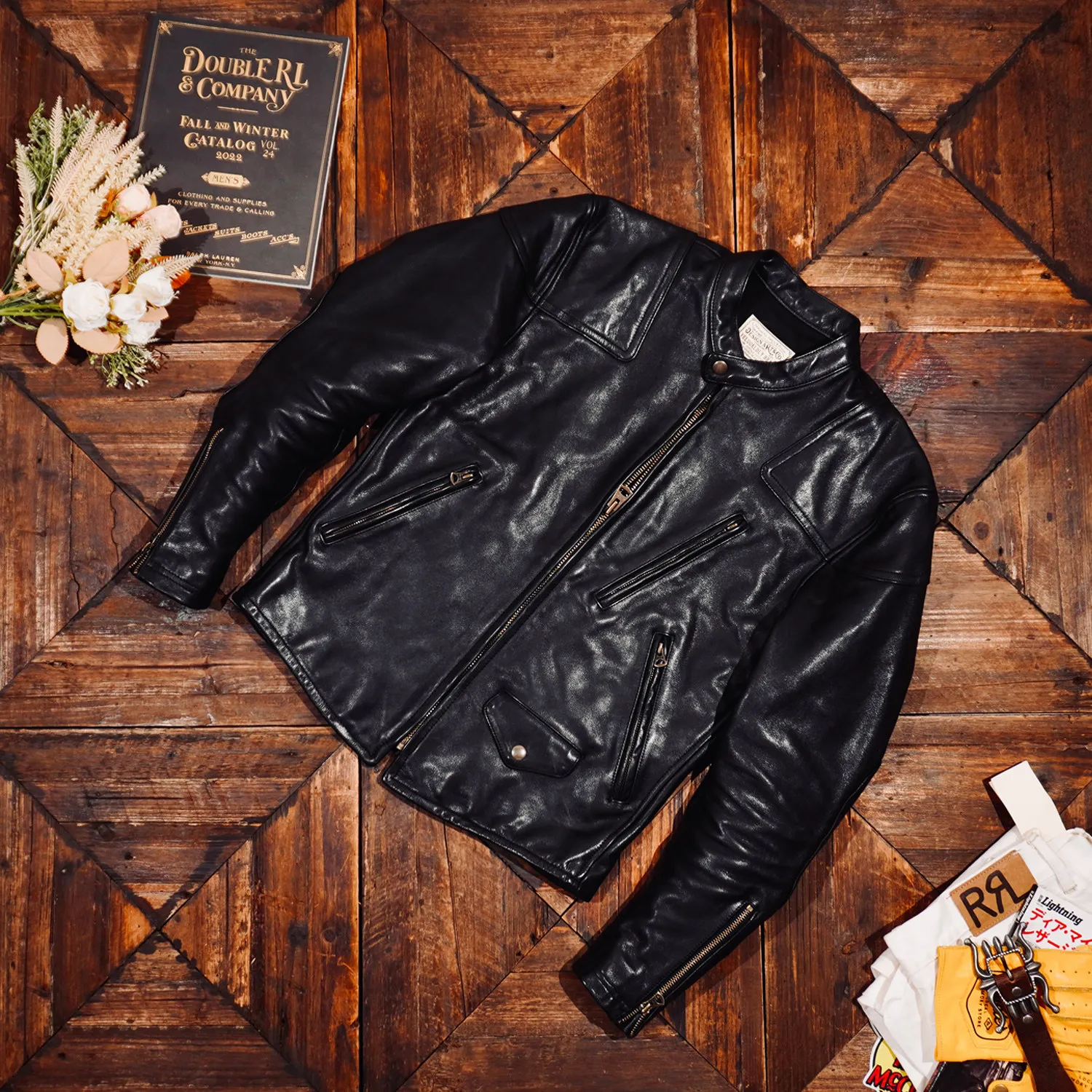 Tailor Brando Heavy Washed Vegetable Tanned Cowhide Classic Venom Men's Retro Short Genuine Leather Jacket