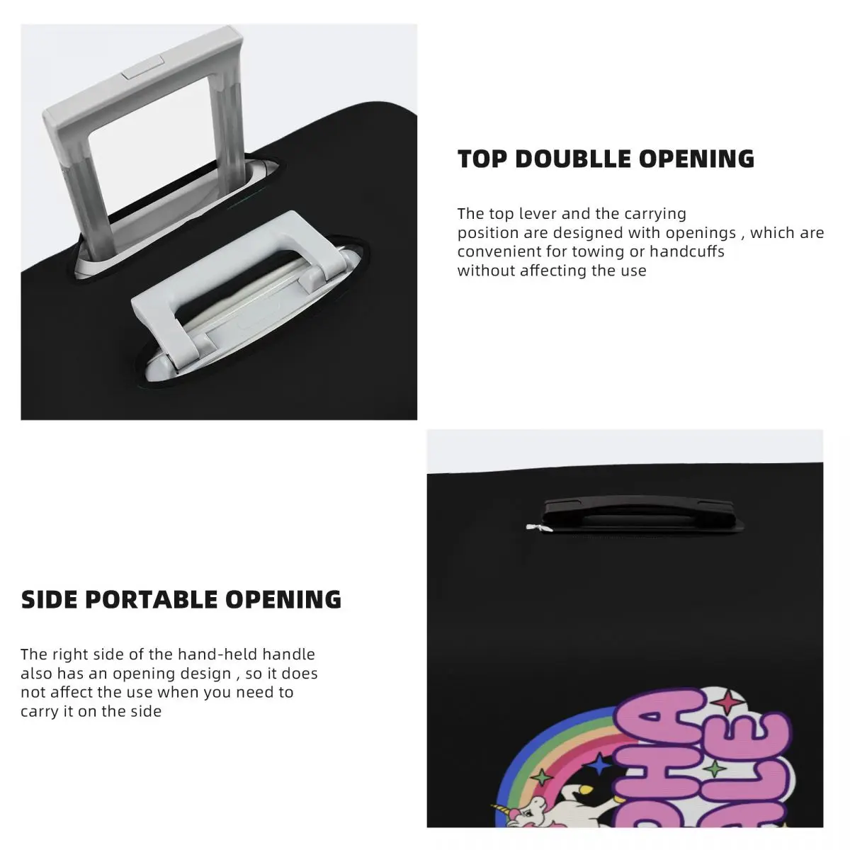 Custom Funny Alpha Male Unicorn Rainbow Luggage Cover Protector Dust Proof Travel Suitcase Covers