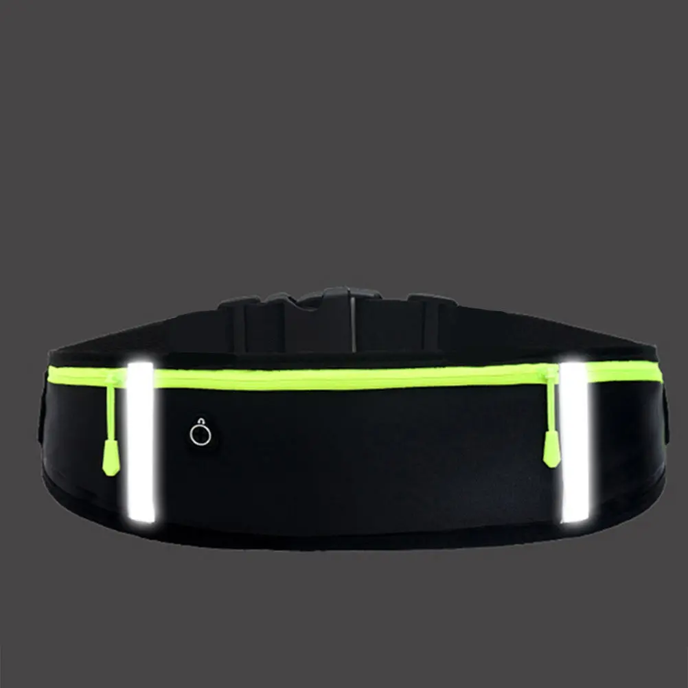 

Black Ultra-Thin Sports Waist Pack for Running Hiking Travel Diving Adjustable Elastic Waistband Reflective Strips Waterproof
