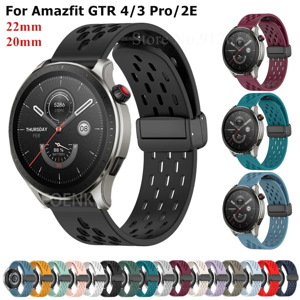 Магнитный силиконовый ремешок для часов для Xiaomi Huami Amazfit GTR 4/3/3 Pro/2/2e/Stratos 3, ремешок на запястье, браслет GTR 47 мм, 42 мм, ремешок для часов