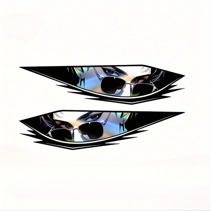 

2Pcs Cool Anime Peeking Eyes Laser Reflective Sticker, Waterproof Anti-Scratch Vinyl Decal for Car Window, Motorcycle