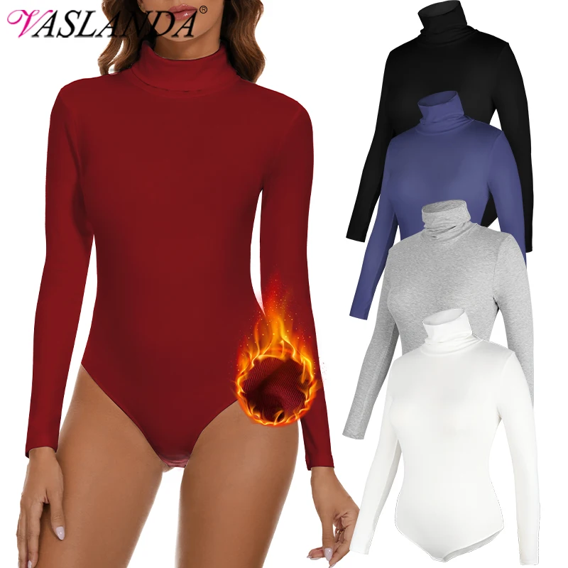 Women\'s Mock Turtle Long Sleeve Bodysuit Shapewear Tummy Control Body Shaper Lady Streetwear Bodysuits Autumn Winter