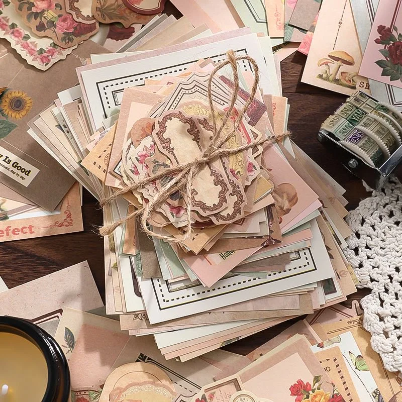100 Stück Vintage Scrapbook-Papier-Set Retro Junk Journal Zubehör Dekoratives Collage-Papier für DIY Bastelarbeiten Notizbuch Album Dekoration – Detail 7