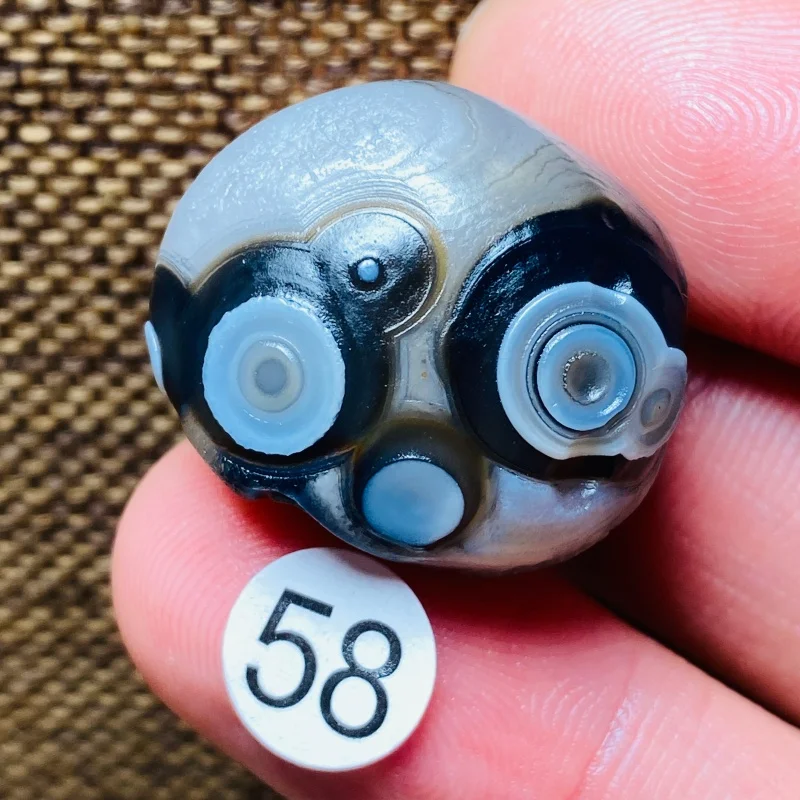 High Quality Natural Mongolia Black Agate Eye Rock Mineral Specimen Energy Crystal Chakra Reiki Healing Stone Garden Decor 47-65