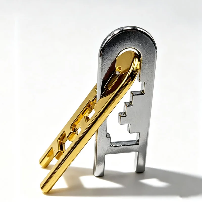 Magic Ladder Lock Difficult Metal Brain Teaser Puzzles IQ Test Classroom Mind Challenge Educational Toys For Kids Boys Girls