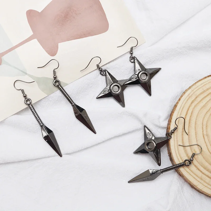 أقراط أنيمي سحابة حمراء للنساء ، سلاح نينجا كوناي ، أقراط موديل ، دلاية دورب ، موضة قوطية ، مراوح ، هدايا مجوهرات