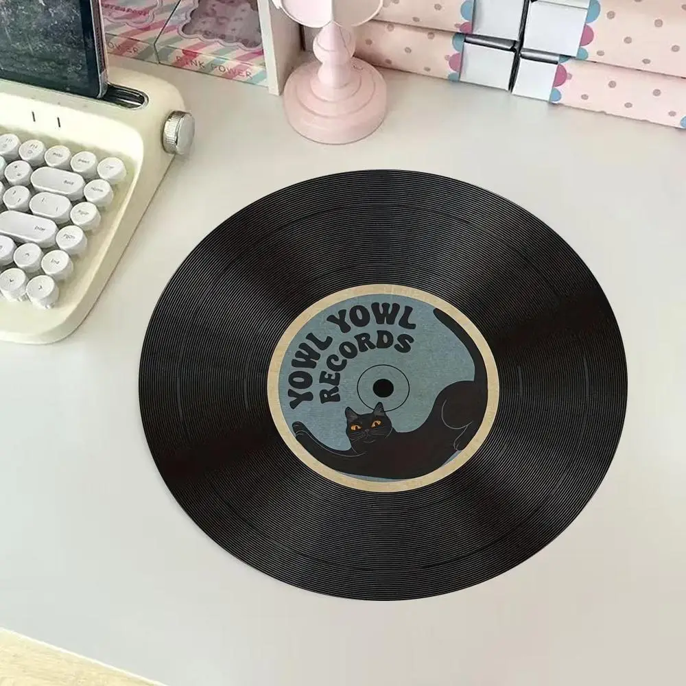 Vintage Vinyl Inspired Mouse Pad Round Non-Slip Rubber Computer Desk Mat Accessories Office Mouse Mat HYBXXC Rug Desk Gadgets