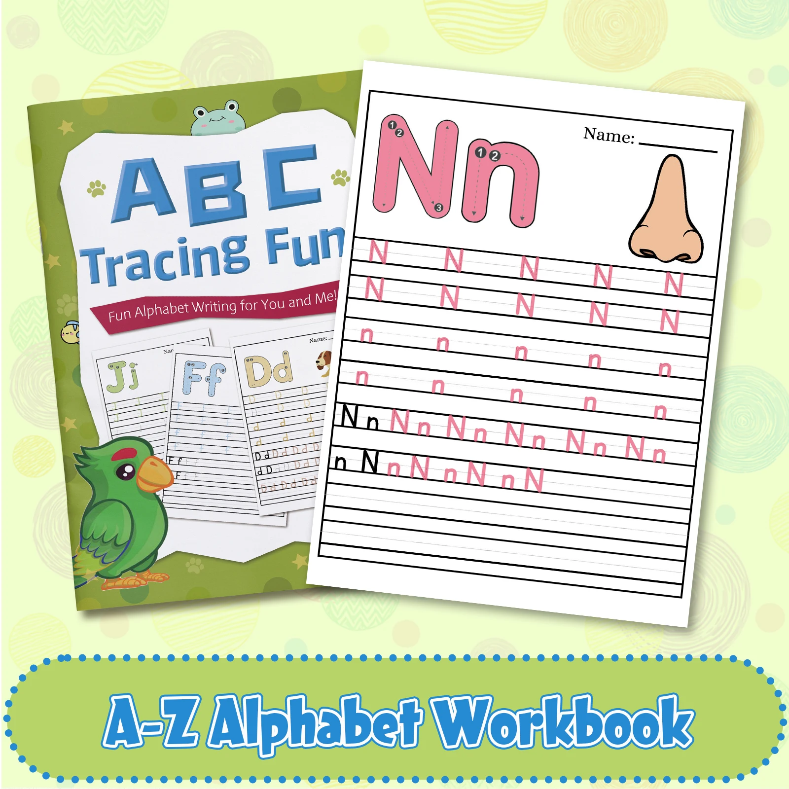Children's alphabet coloring book, cute cartoon patterns, preschool early education workbook, boost your baby's hands-on skills