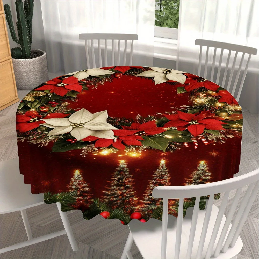 Christmas Wreath Round Tablecloth Design 1 Pack