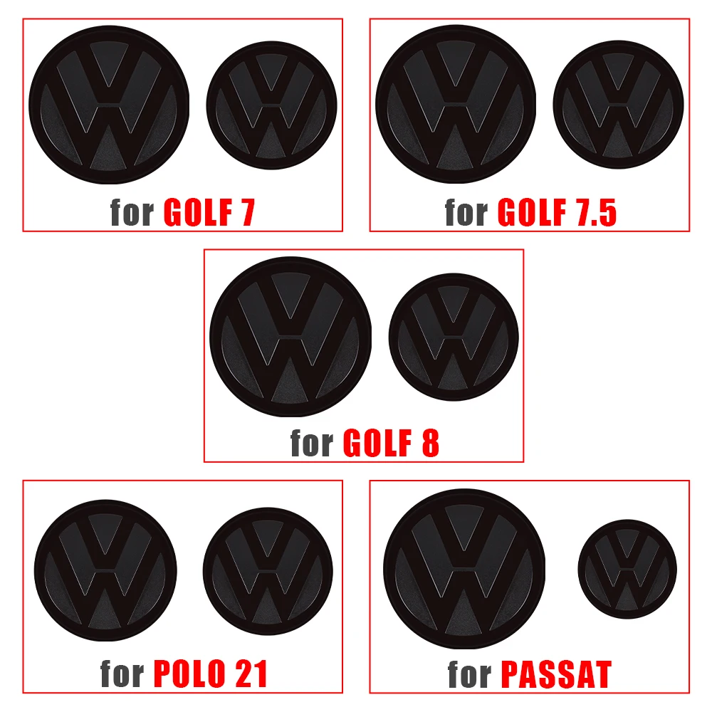 1Set Car Front Grill/Rear label Trunk Emblem Lid Covers Black Sticker For VW GOLF 7 Golf 7.5 Golf 8 POLO 21 Auto Accessories