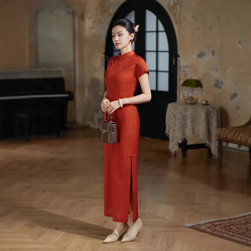 

New Women Chinese Toast Red Cheongsam Ancient New Wedding Engagement Dress