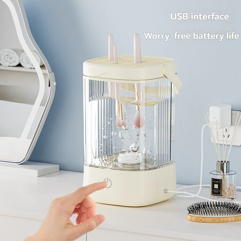 2025 Nuovo USB Detergente per pennelli per trucco elettrico Pennelli per trucco ricaricabili Strumento di pulizia Supporto per pulizia automatico per pennelli per trucco Devic