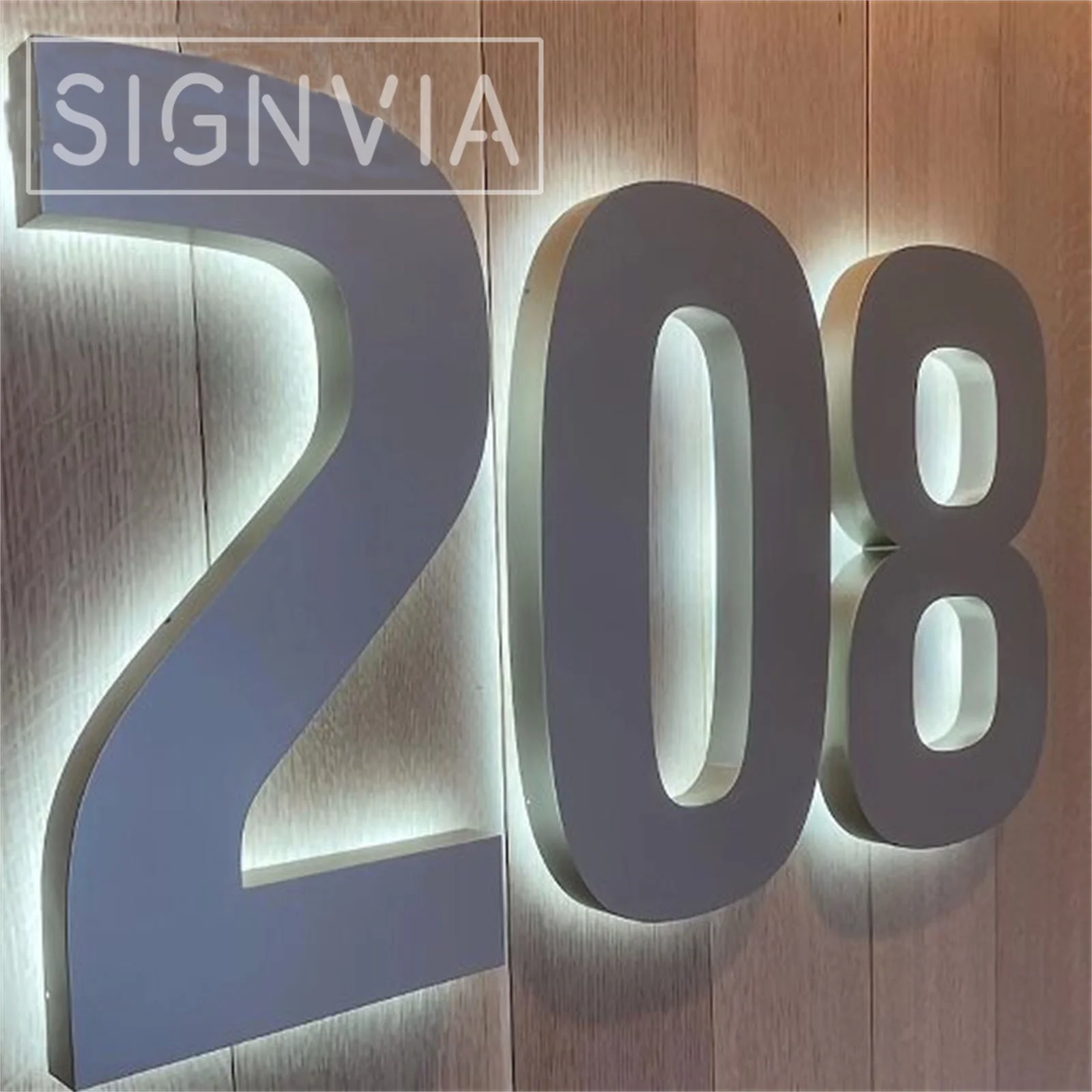 

LED Metal House Number Outdoor Stainless Steel Door Marker Back Illuminated 3D Number Sign Address Plate Weatherproof