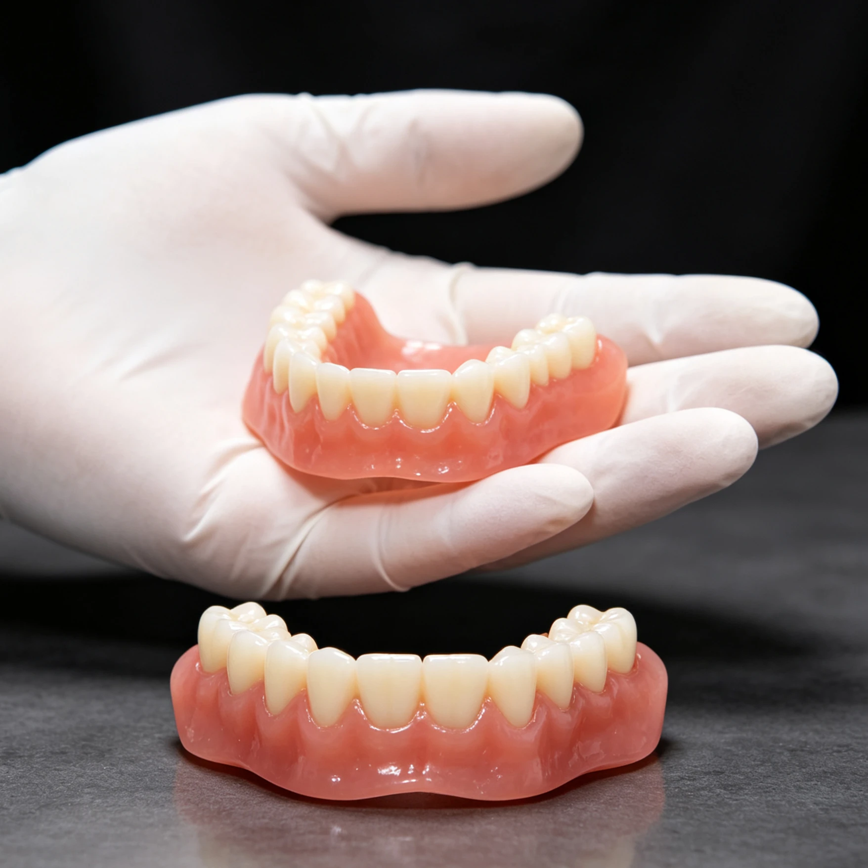 Natural Cosmetic Denture Kit - Realistic Upper & Lower Teeth Set, Cleaning Tools, Instant Smile Veneers, Comfort Fit Daily Wear