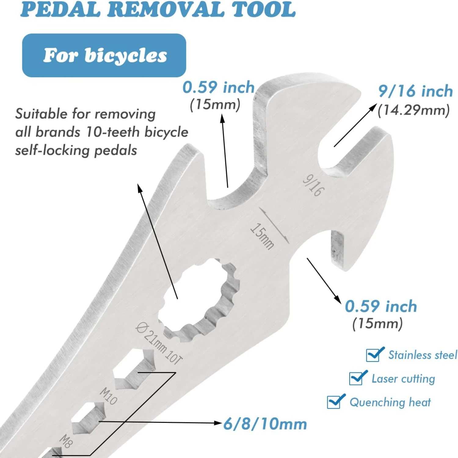 

Effortless and Convenient 12.6-inch Extra Long Durable Mountain Bike Pedal Removal Spanner - Versatile Tool with Maximum Durabil