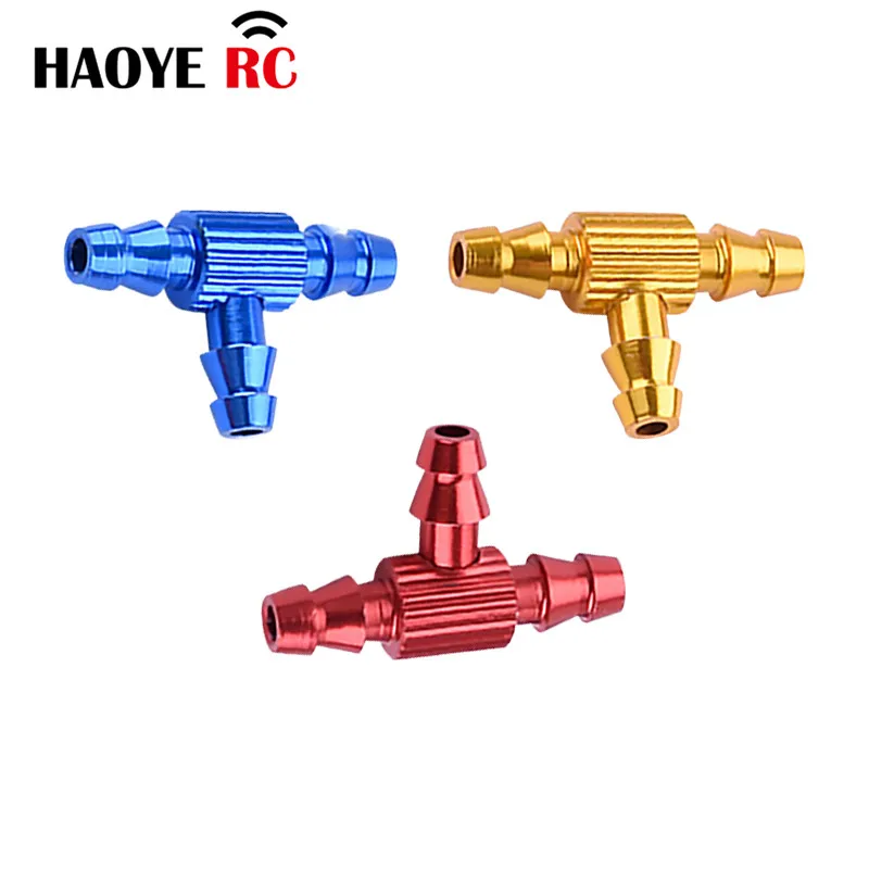 HY 2 Pcs CNC Alu Fuel Pipe T-Joints Fuel Tank Nozzel/Metal 3 Way T Shape T-Fittings Tee Joint Fuel Hose Valve Joiner RC Parts