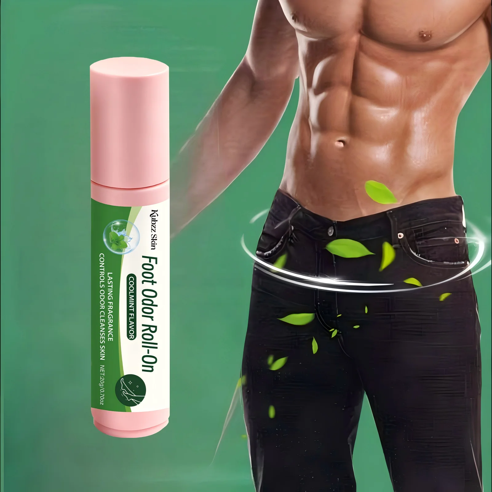 Kubzz Skin Foot Odor Roll-On 20g – Mint Deodorant, Controls Odor&Cleanses Skin, Cooling & Long-Lasting, Travel Portable, Unisex