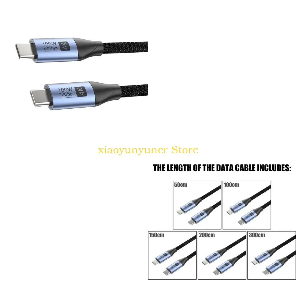

P9JB Высокоскоростной USB-кабель типа C «папа-папа» Кабель для зарядки Шнур 100 Вт Линия быстрой зарядки