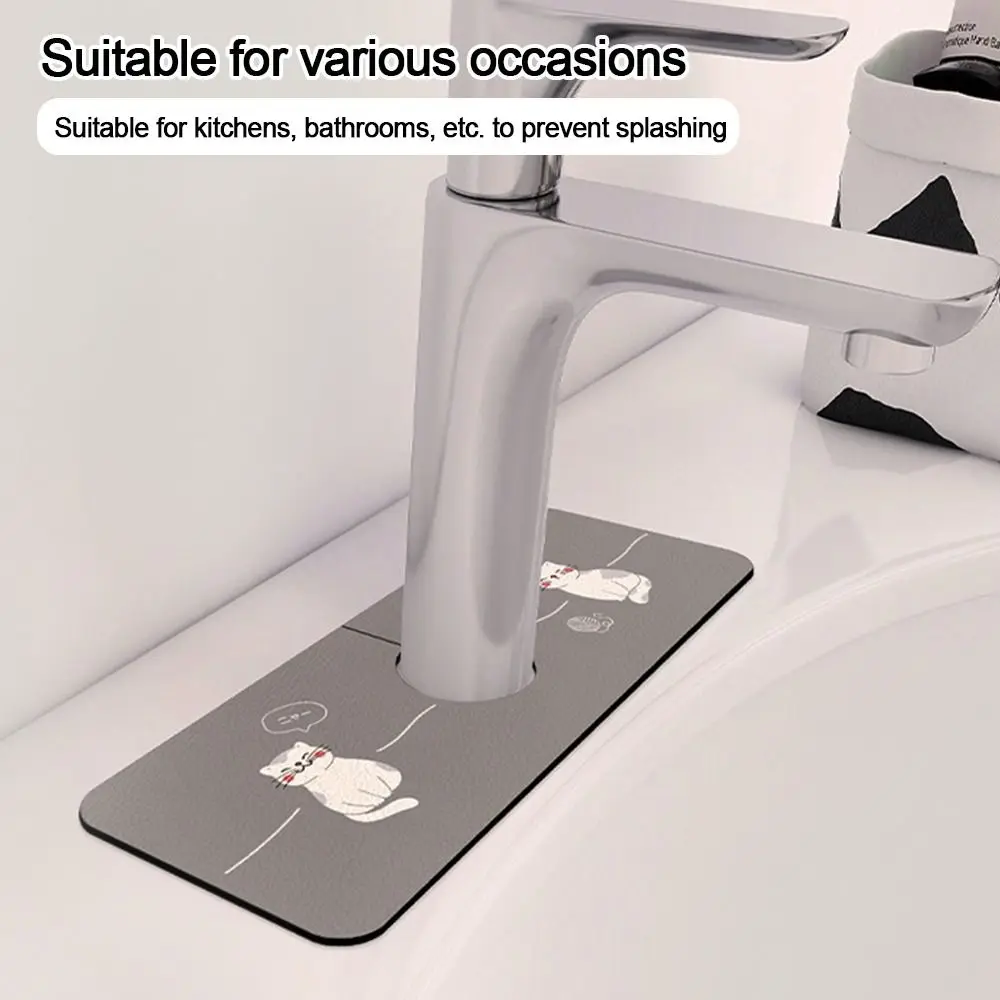 Diatomite Faucet Draining Mat Splash-proof Quick Dry Non-Slip Absorbent Pad Convenient Multifunction Sink Splash Mats