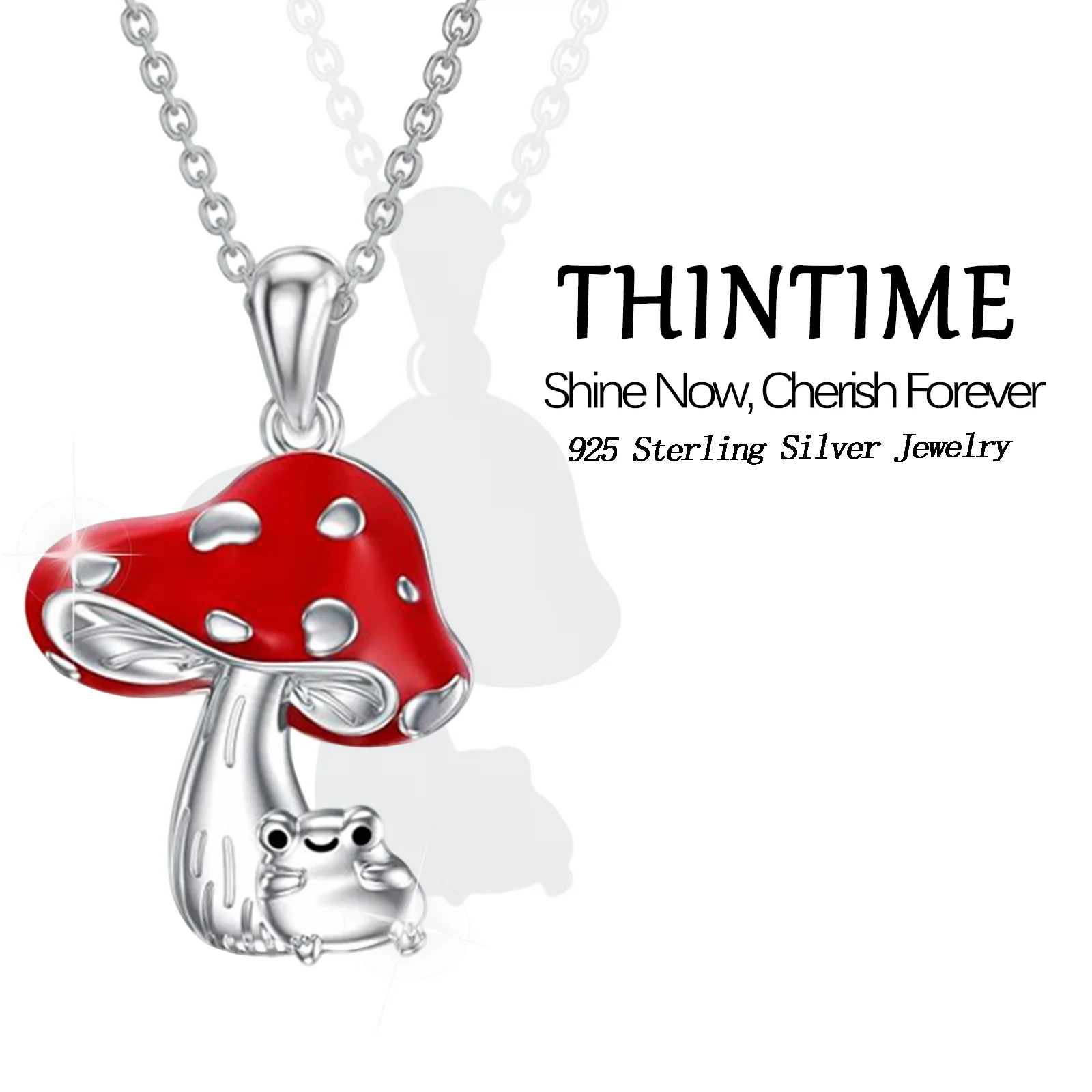 

Ожерелье из стерлингового серебра 925 пробы с грибами, подвеска в виде лягушки и гриба, ювелирные изделия, подарки для женщин