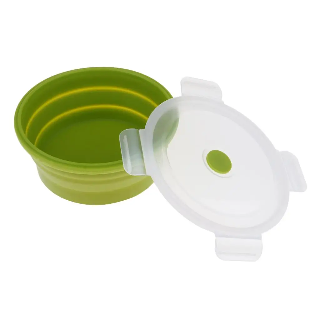 2-6pack Collapsible Silicone Camping Bowl, Food-grade and BPA-free 400ml Green