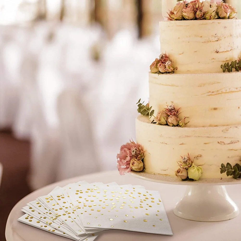 

100pcs Printed Napkins Shiny Gold Foil Decorative Dinner Party Wedding Birthday Baby Shower Bridal Shower Celebration Paper