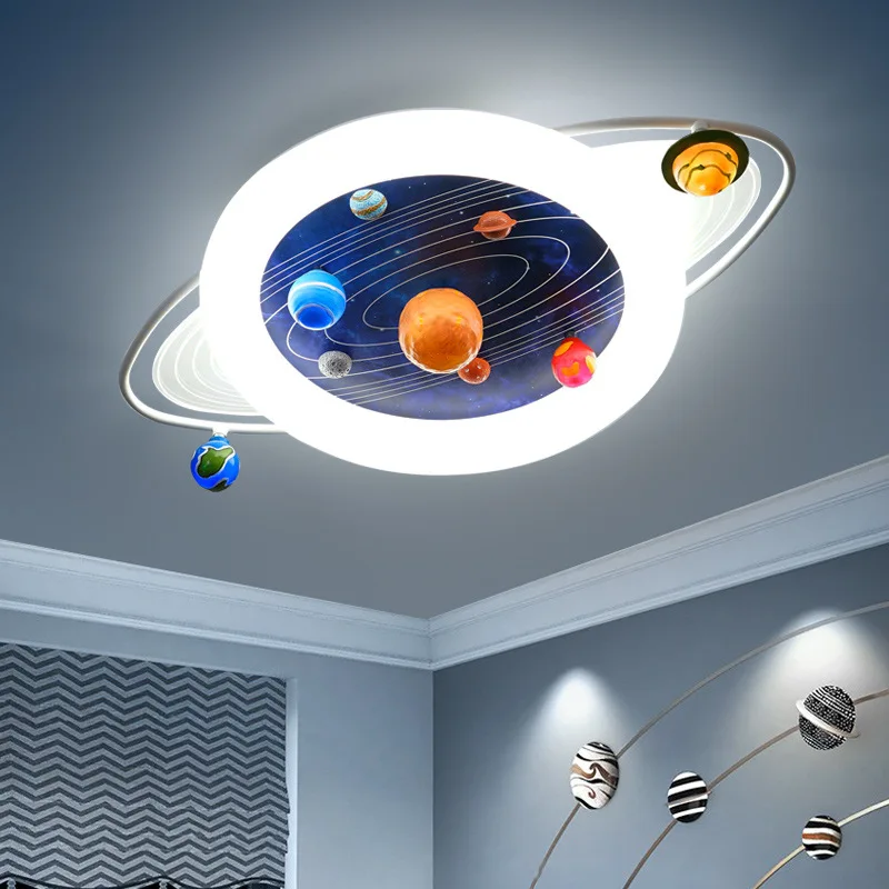 Imagem -03 - Lâmpada do Teto Full Spectrum Space Planet Proteção para os Olhos Criativo Simples Iluminação Led para Quarto de Criança Quarto de Menino Decoração