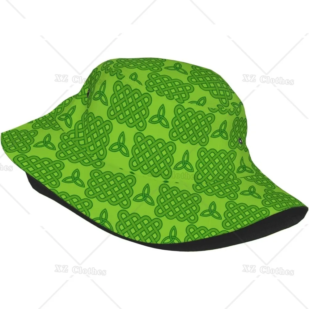 Celtic Cross Happy St. Patrick's Day 2024 Bucket Hats for Women Men Picnic Trip Packable Fisherman Summer Beach Sun Cap Hat