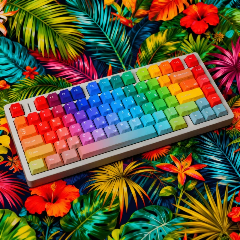 

Fantasy Gradient Keycap Set Custom Cherry Profile Rainbow PBT Side Engraving Language Keycap Mechanical Keyboard Game Accessory