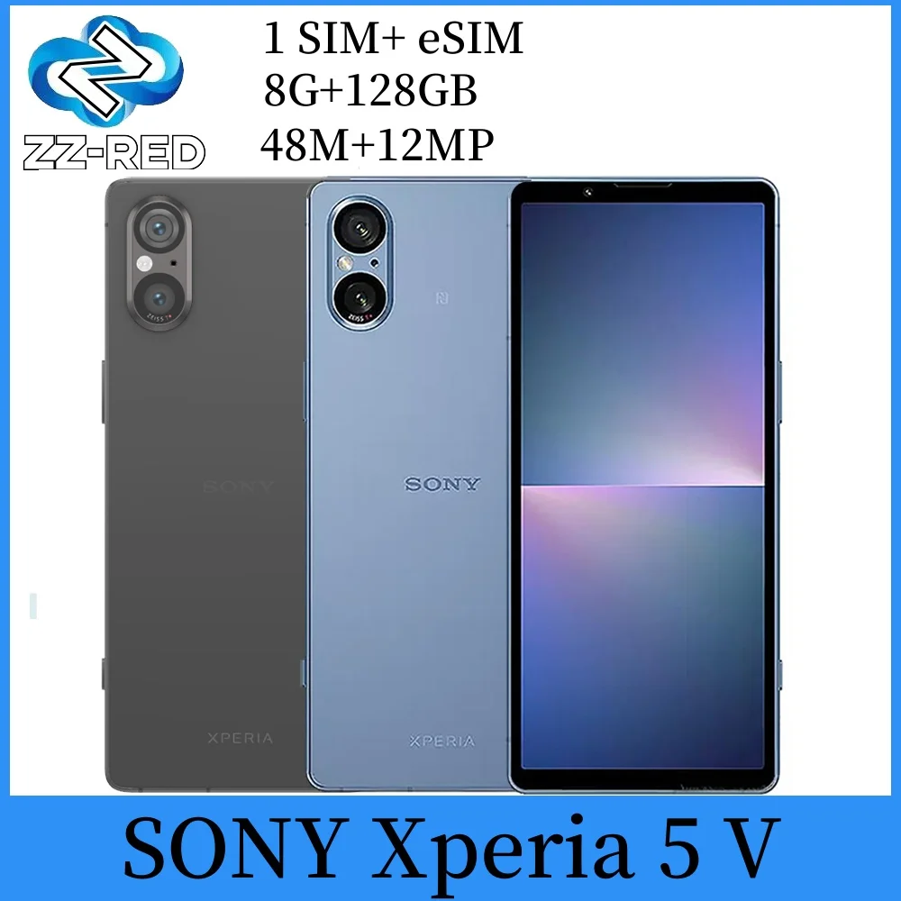 هاتف محمول أصلي Sony Xperia 5 V 5V 5G النسخة اليابانية 8G RAM 128GB ROM 6.1 "OLED Snapdragon ثماني النواة أندرويد 48MP + 12MP