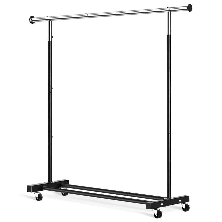 

Rack, 55.51 Inch Heavy Duty Clothes Rack Rolling Garment Rack with Wheels and Bottom Shelf, 130LB Capacity Clothes Racks for Han
