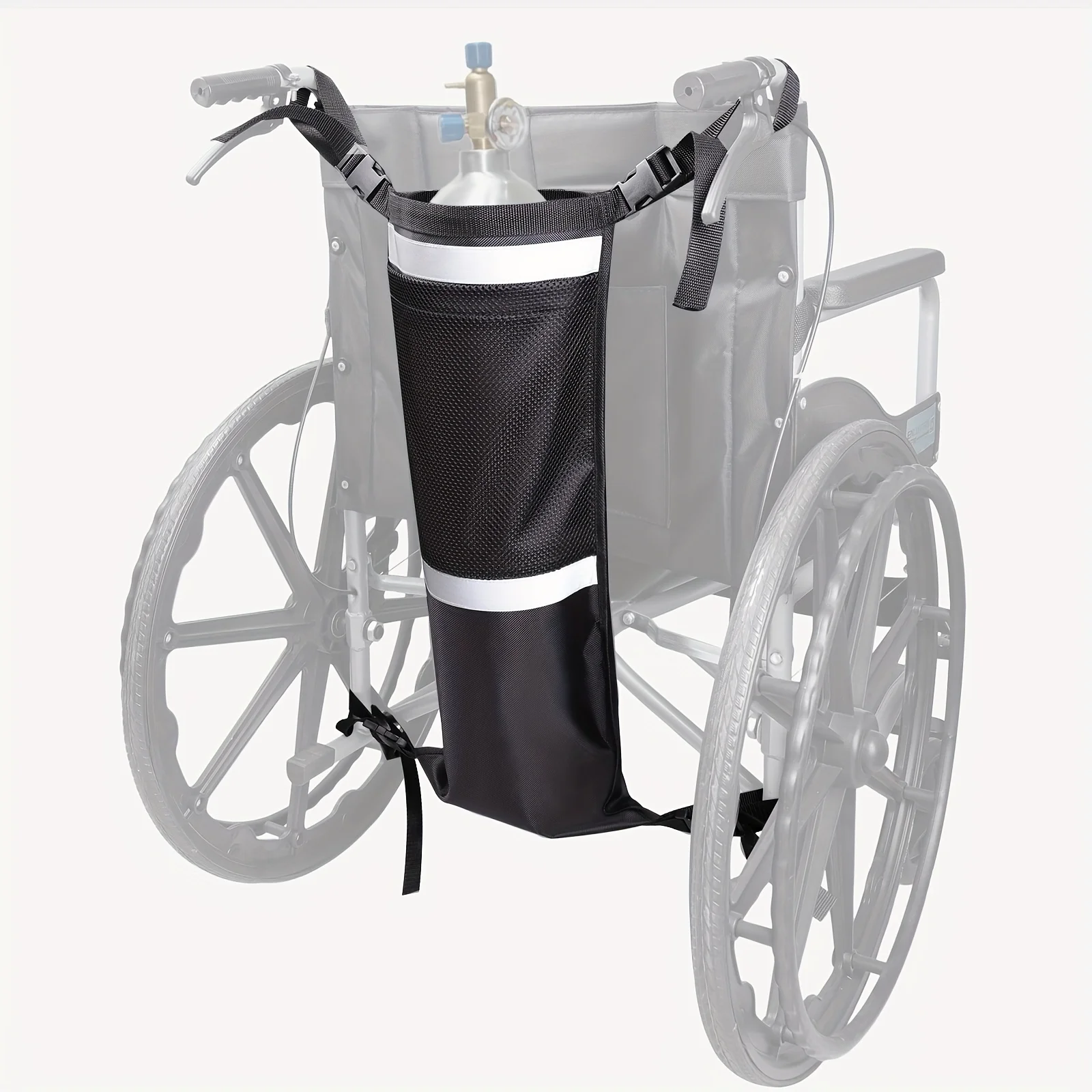 

Wheelchair Storage Pouch Oxygen Tank Holder Universal Stretch Oxford Cloth Non Slip Black Solid Stripe Oxygen Cylinder Bag