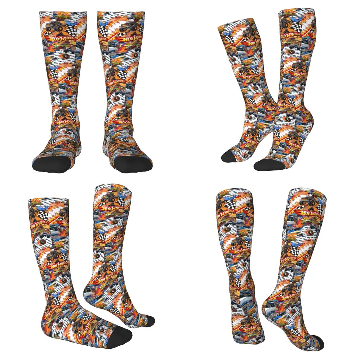 

Всесезонные гоночные носки Hot Wheels Harajuku, спортивные носки средней длины, мягкие модные чулки для мужчин и женщин