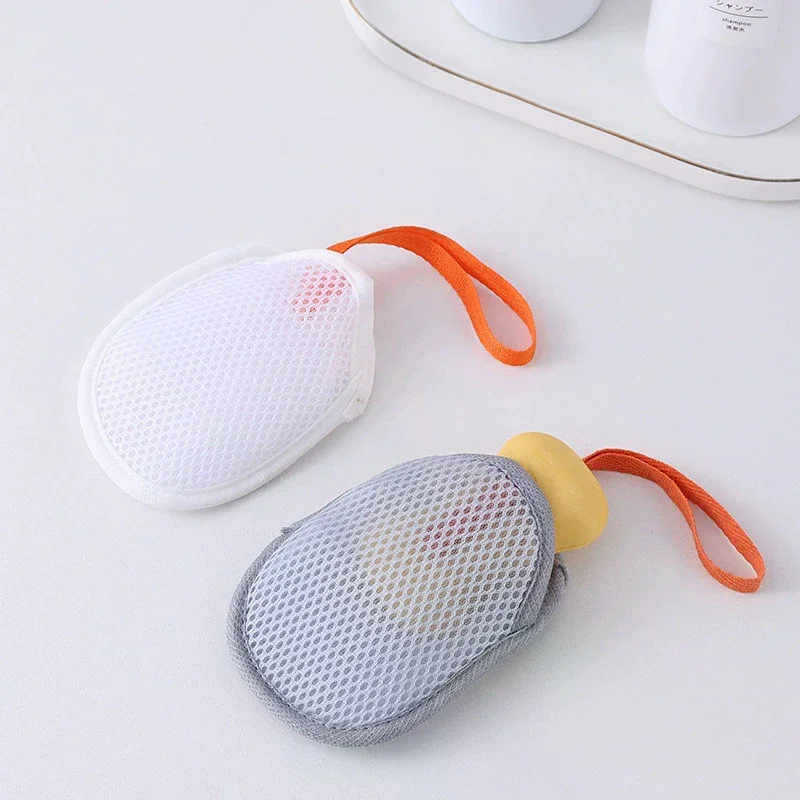 كيس الصابون على الوجهين الجسم التقشير الغسيل الإسفنج حمام التطهير رغوة صافي الحمام شبكة الصابون الجيب #1