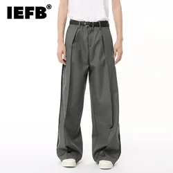 IEFB Male Suit Pants New High Three Dimensional Folded Wide Leg Straight Dropping Casual Trousers Summer 2024 Chic 9C6683