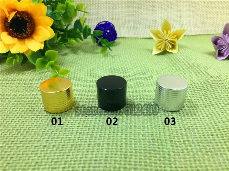 20-500pcs/lot 18/410 Essential Oil Bottles cap Black/gold/silver/white cover plastic lid Metal thread lid glass bottle 5-100ml