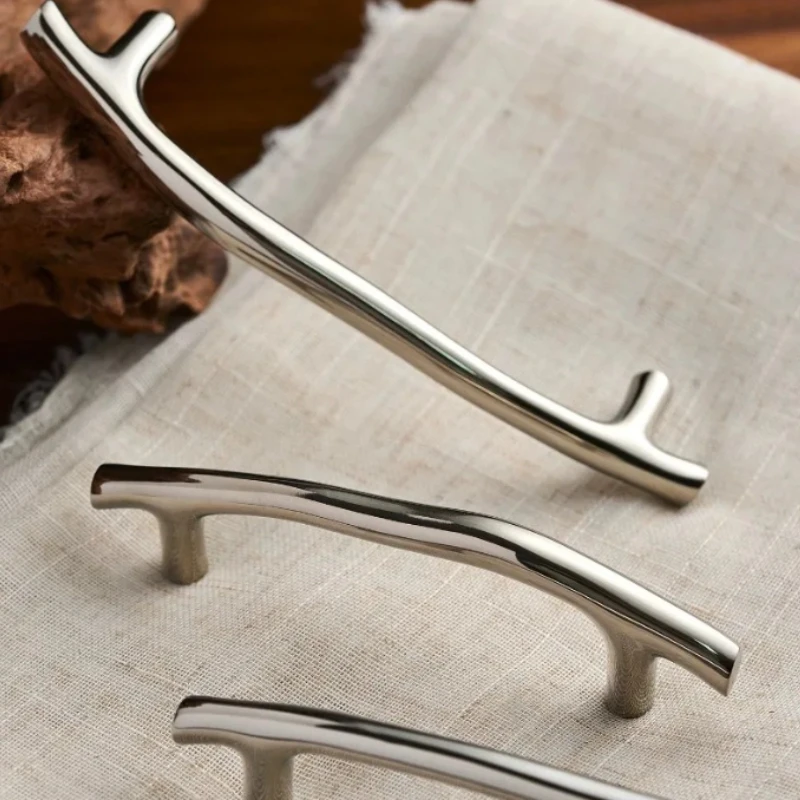 

Brass Furniture Handle Wooden Branch Door Handles Kitchen Wardrobe Drawer Knob Light Luxury Electroplated Shoe Cabinet Long Pull