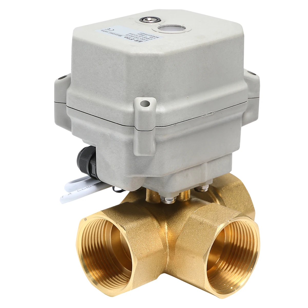 DN15-DN25 AC9V-24V 3 Way Reduce Bore Motorized Brass Valve NPT/BSP Brass,2 Wires Control Electric Ball Valve CR2-02