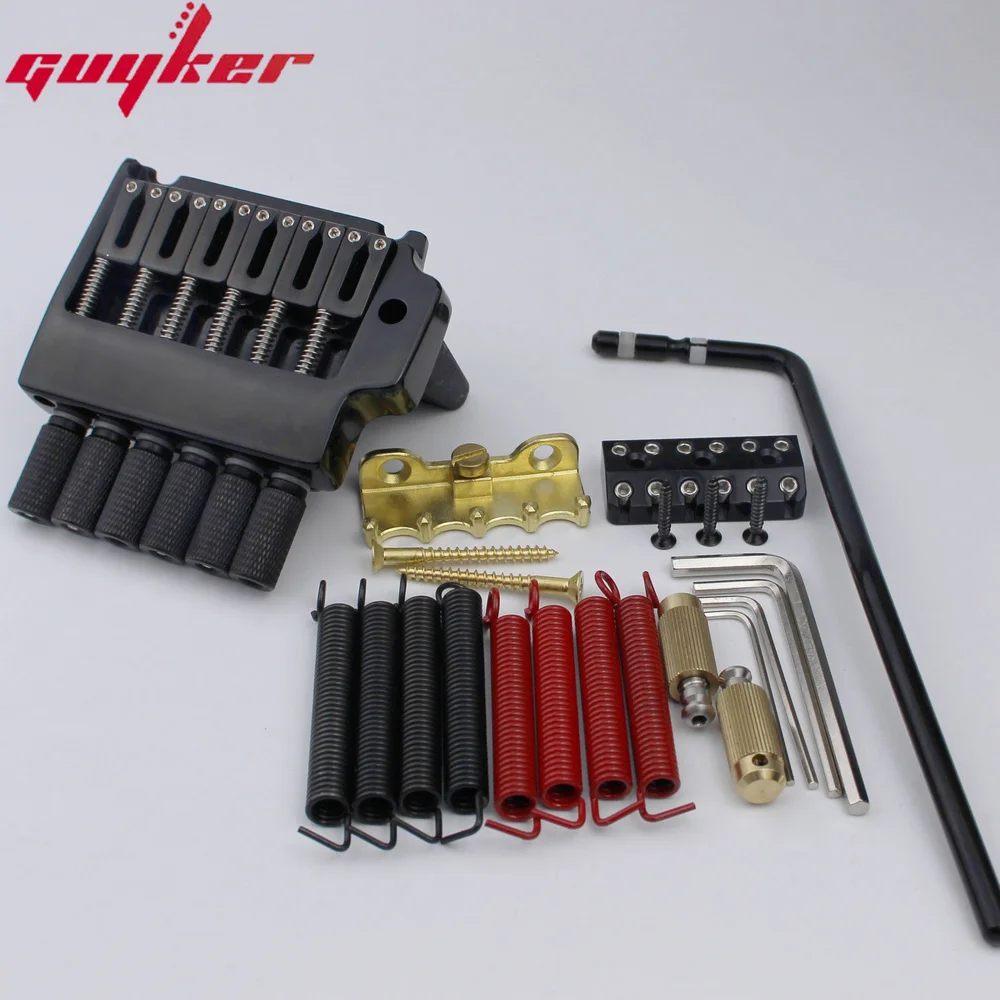 New GUYKER 6 String Tremolo System Bridge Tailpiece for Headless Guitar Accessories Black