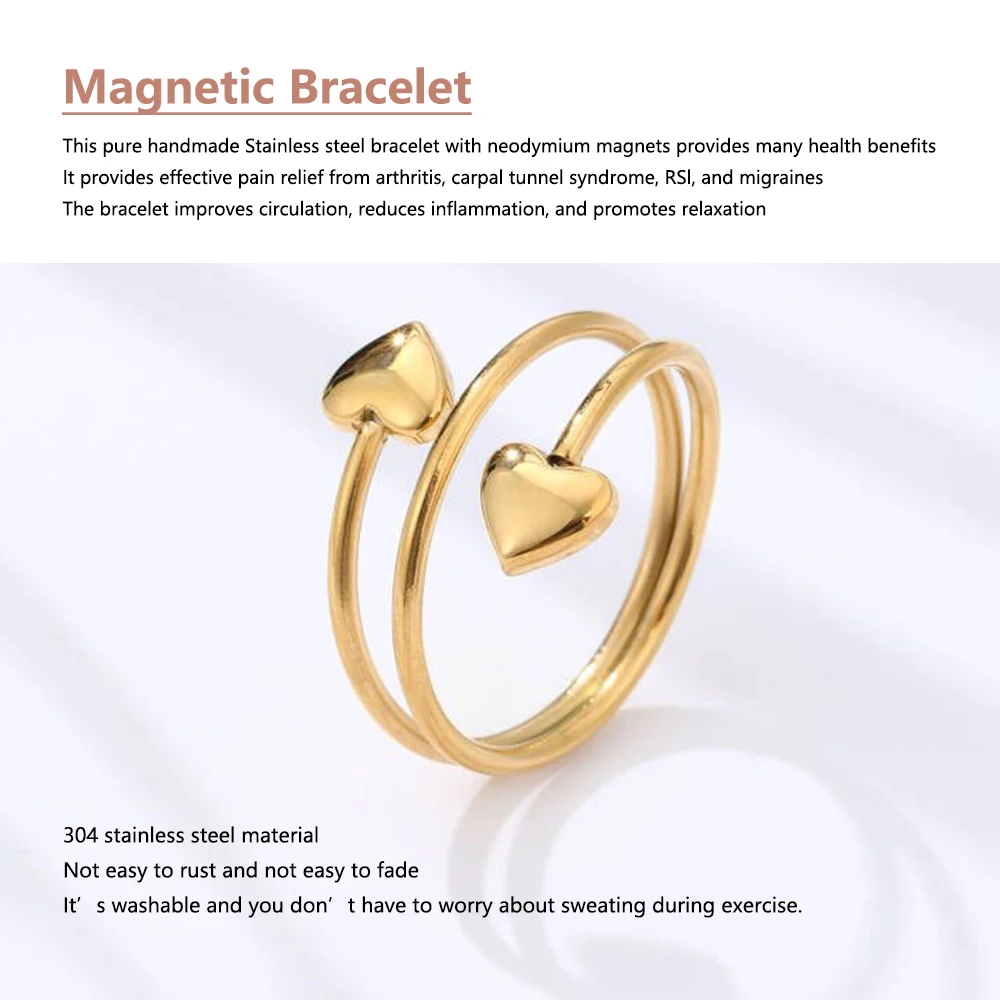 Cross-border new love stainless steel magnet open stop snoring ring healthy personality simple fat control ring