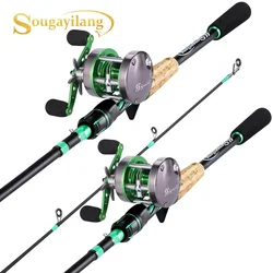 Sougayilang Baitcasting Fishing Rod and Reel Combo Set Carbon Fiber Fishing Rod Trolling Fishing Reel Kit for Bass Fishing Pesca