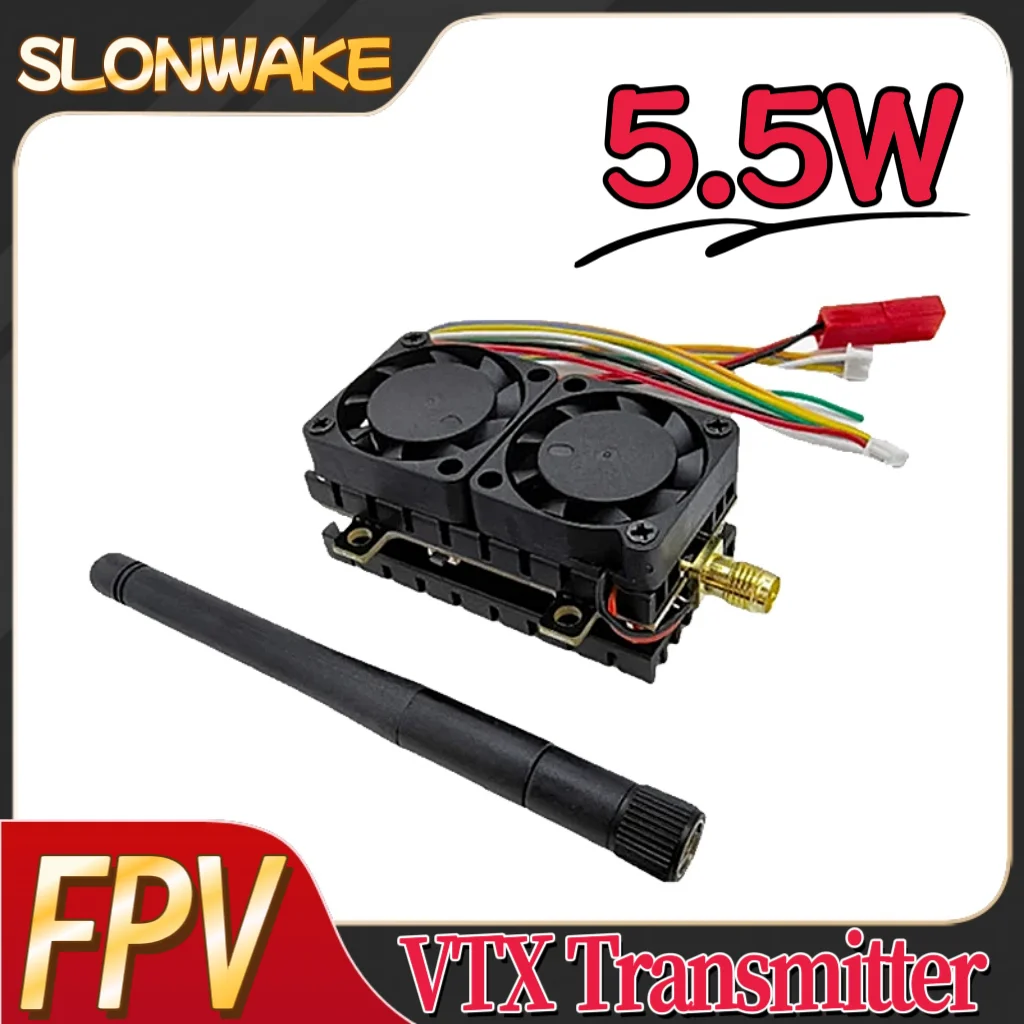 Moduł nadajnika SLONWAKE 5.8G 5.5W VTX, czterowarstwowa chłodzenie, 48 kanałów, 1000TVL, obiektyw 2.5mm, kamera odpowiednia do dronów.