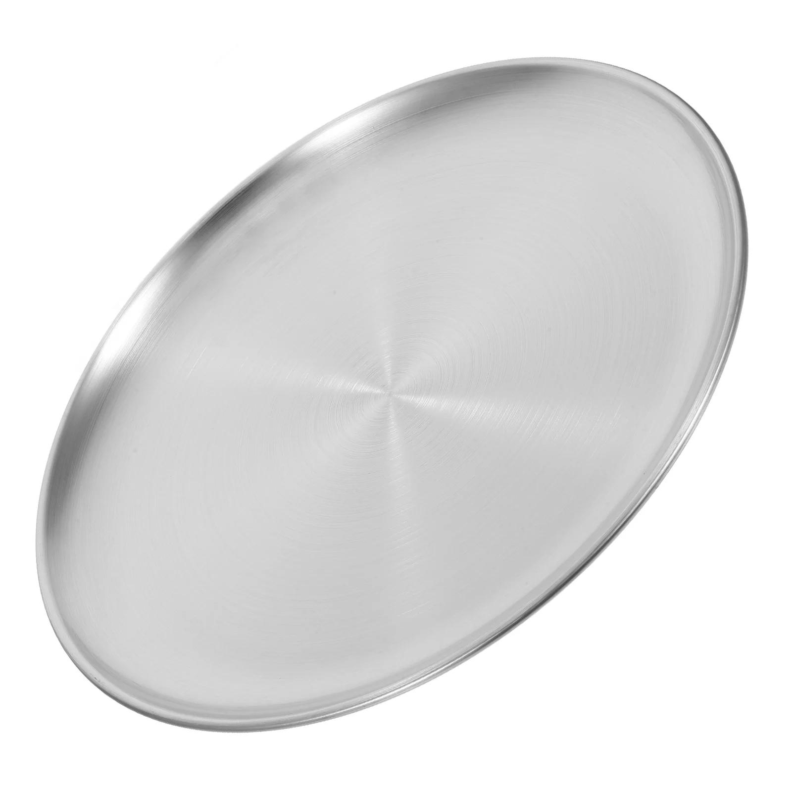 

Stainless Steel Round Tray Round Food Serving Plate Anti Rust High Temperature Baking Grill Smooth Edge Cafe Decor
