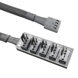 1 to 5 PWM Fan Hub PC CPU Cooling 4PIN Fan Power Cable Hub Adapter Sleeved Case Splitter for Computer Cooler Case Fans