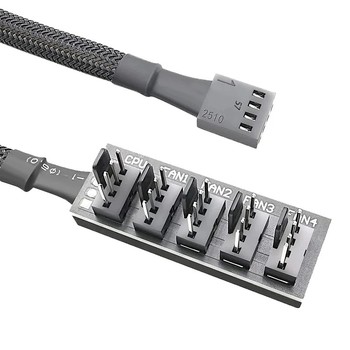 1 to 5 PWM Fan Hub PC CPU Cooling 4PIN Fan Power Cable Hub Adapter Sleeved Case Splitter for Computer Cooler Case Fans