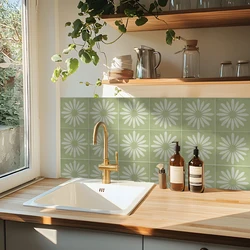 10pcs Sunflower Crystal Hard Tile Ceramic Wall Sticker Kitchen Closet Home Decor Art Mural Tear Stickers Wall Stickers
