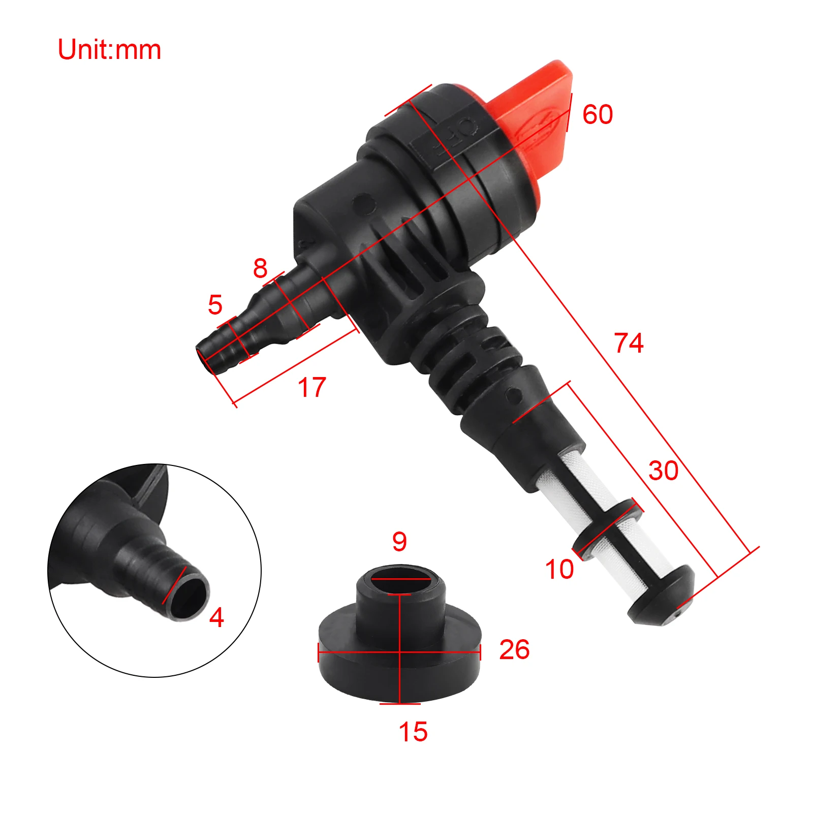90 Degree Gas Fuel Shut Off Valve with Grommet for 192980GS 208961 Kohler 25 462 03 S Oregon 07-407 Rotary 13116, Pack of 3 - view 2