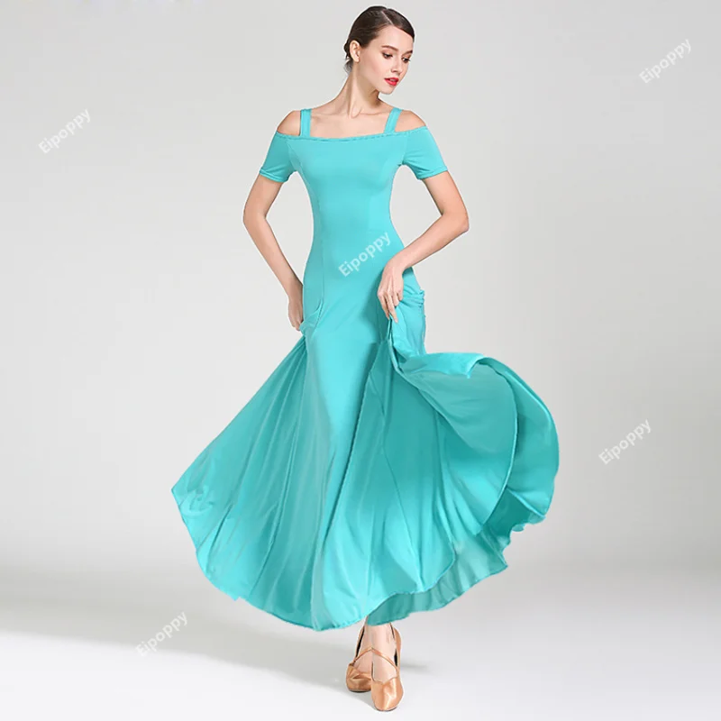 Flamenco Dress Women Ladies Gypsy Spanish Solid Color Ballroom Stage Wear Strap Strapless Belly Dance Big Wing Vestido Costume