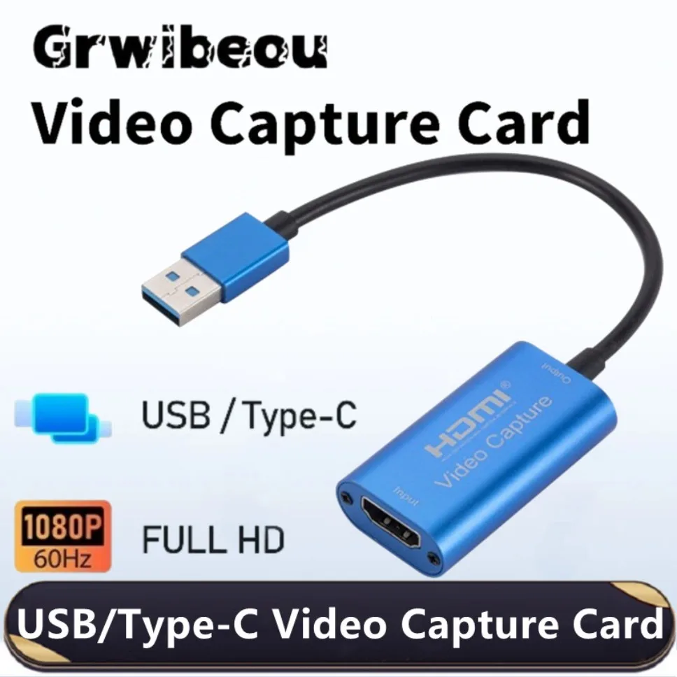 Grwibeou usb video aufnahme karte 1080p typ c hdmi-kompatibler usb 3,0 video grabber für pc spiel kamera aufzeichnung live streaming